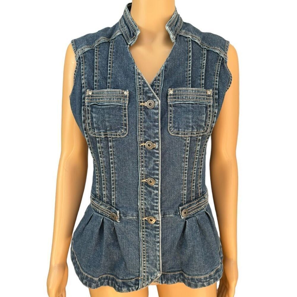 Ethyl vintage sleeveless denim peplum jacket size S